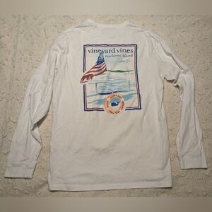 Vineyard Vines Mackinac Island Summer Graphic White Long Sleeve Tee sz S
